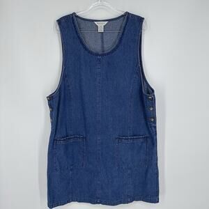 Vintage Van Huesen Denim Mini Dress Jumper Women’s Size XL Pockets Embroidered